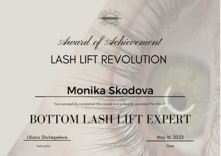 Monika Franko Skodova - Beautymo - Kozmetický a nechtový salón Bratislava - Certifikát Lash lift - 4